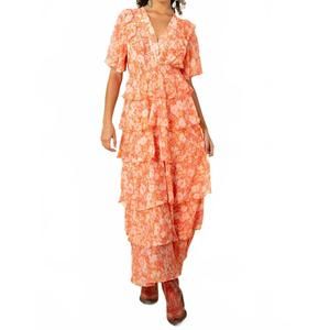 NEW HALE BOB ainsley tiered maxi dress in orange multi